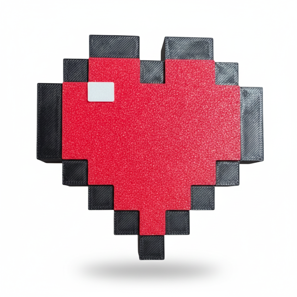 Cuore Heart Pixel - Yellow 3D - Valentine 's day - Gaming